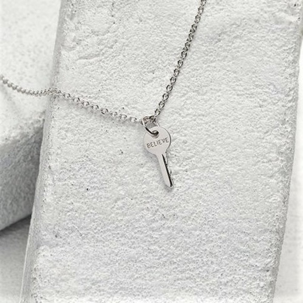 The Giving Keys Mini Key Believe Necklace - Adjustable 16-18" in Length